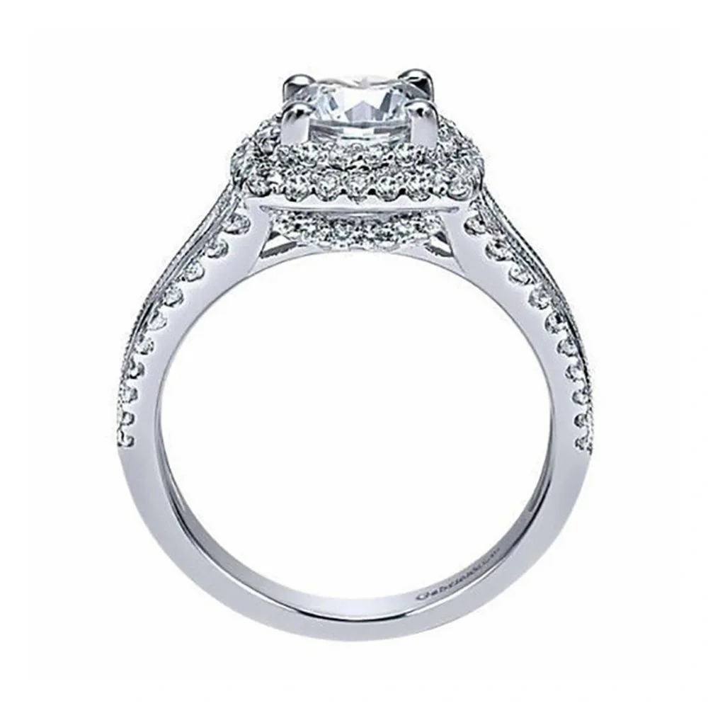 Luxury Silver Square Diamond Cubic Zircon Ring